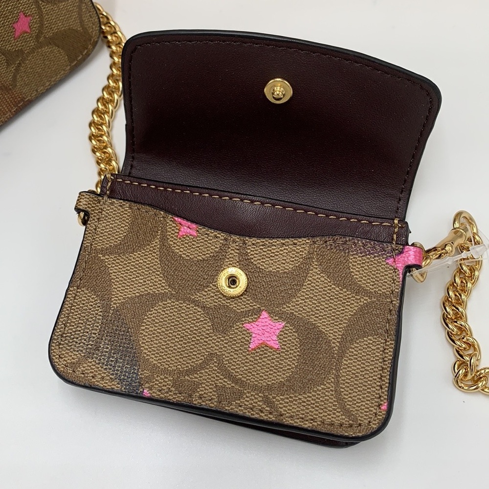 COACH Poppy Crossbody With Card Case In Signature Canvas With Disco Star Print - Picture 9 of 16